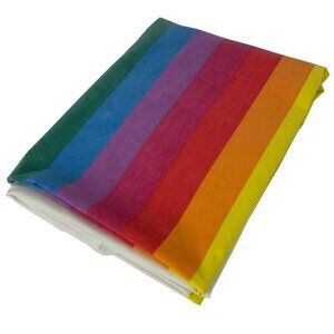 Vintage Wamsutta Ultracale Twin Flat Sheet Tomorrows Rainbow Stripe Cotton Blend
